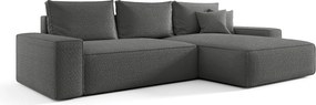 NAROŻNIK MONA z funkcją spania QUELLE 92 Szary Prawy Sofa w kształcie L z pojemnikiem na pościel, sofa rozkładana, sofa do salonu