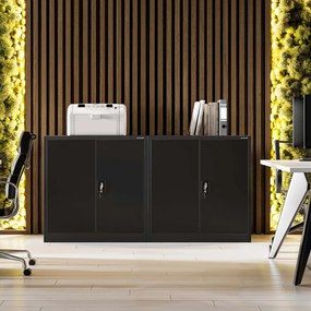 Metalowa szafka z drzwiami BEATA, 900 x 930 x 400 mm, czarna