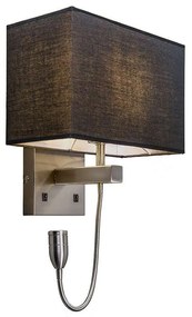 Stalowa lampa ścienna z czarnym kloszem i ramieniem do czytania w tym LED - Bergamo Nowoczesny Oswietlenie wewnetrzne