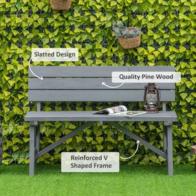 Outsunny 2-osobowa Ławka Ogrodowa z Drewna, Odporna na Warunki Pogodowe, z Oparciem 116 x 56 x 80 cm, Szara