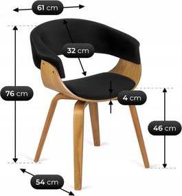 Krzesło Tapicerowane z Drewna Giętego GARY Dąb Złoty/Czarne Nowoczesne Loft