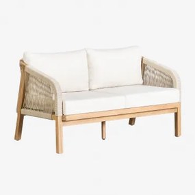 2-osobowa Sofa Z Drewna Akacjowego Dubai Gardenia Biel & Rustykalny Brąz Akacjowy - Sklum