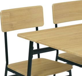 Zestaw jadalniany Industrial z 4 krzesłami, 110 x 70 x 76 cm, dąb dziki