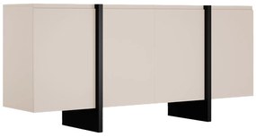 Komoda 4-drzwiowa z MDF - Beżowy i Czarny - LUVONIA