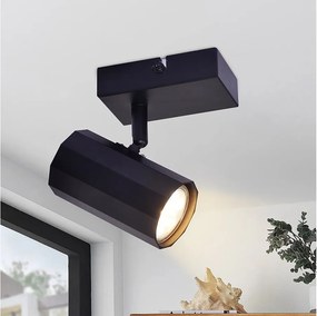 NETTLIFE Lampa sufitowa 1 vintage czarna metalowa lampa sufitowa GU10 regulowana 350°40W