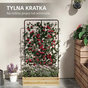 Outsunny Łóżko Ogrodowe Wysokie z Podporą Drewniana Skrzynia na Kwiaty Grządka Ziołowa Donica Naturalne Drewno 80x38x145cm | Aosom PL