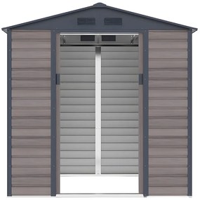 Wiata ogrodowa ADELMO ze stali galwanizowanej, drewnopodobnej – kolor szary – 4,15 m²