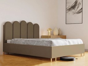 Łóżko tapicerowane MALAGA z wezgłowiem, tkanina MONOLITH, pojemnik, siłownik gazowy, wys. 39 cm, 120×200 cm, cappuccino