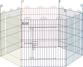 PawHut Wielofunkcyjny Wybieg dla Szczeniąt, Modularny Design, Zamknięcie, Metal, Ø120x60H cm, Kolorowy