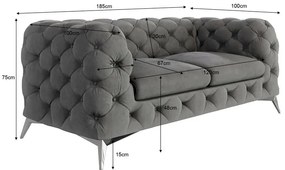 Szara aksamitna sofa 185 cm Chelsea – Ropez