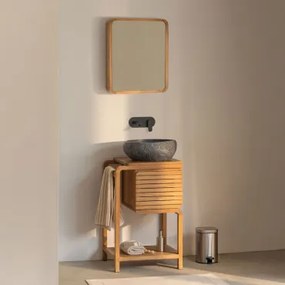 Zestaw Mebli Łazienkowych Z Drewna Tekowego Bradley Nieregularna Z Czarnego Cementu ↔︎40 - Sklum