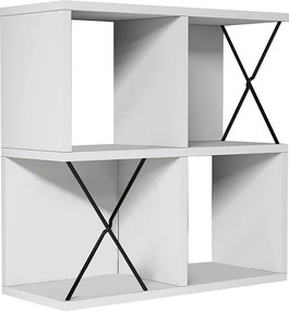 Półka ścienna – 60 x 60 x 24 cm – Biała i czarna – Płyta wiórowa pokryta melaminą