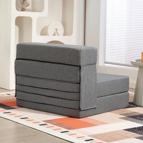 HOMCOM Sofa podłogowa, tapicerowana, przekształcalna w materac, pianka, poduszka, Szary | Aosom PL
