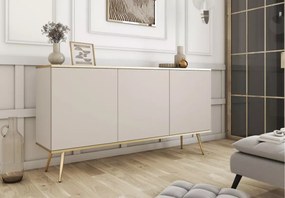 Nowoczesna komoda Melvo z półkami, metalowe nogi, push-to-open, pojemna szafka do salonu i sypialni