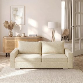 Sofa z Funkcją Spania DRAVOS Kremowa Boucle Japandi