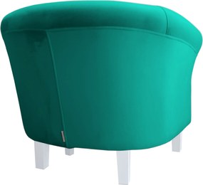 Fotel Milo tkanina Welur wygodny fotel tapicerowany do salonu i sypialni : Kolor nogi - Biała, Kolor tkaniny - VELVET - MG20, Wysokość nogi - 15 cm