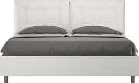 Łóżko wyposażone w stelaż z listwami 160x200 Frassino biała poduszkami sztucznej skóry biały Egos Annalisa