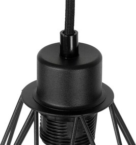 Lampa podłogowa rustykalna czarna z drewnem 2-światłowa - Chon