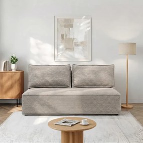Sofa z Funkcją Spania MAVIA Beżowa Sztruksowa Japandi