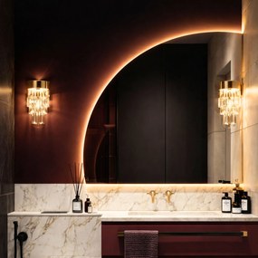 Lustro dekoracyjne półokrągłe z podświetleniem MOON Shift LED | Różne rozmiary | Różne kolory : Kolor tafli szkła - Brąz, Rozmiar - 90x90 cm