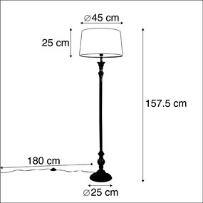 Klasyczna lampa podłogowa czarna klosz lniany biały 45cm - Classico klasyczny/Antyczny Oswietlenie wewnetrzne