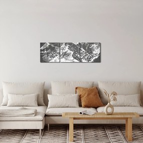 Obraz - Ilustracja gór (z zegarem) (90x30 cm)