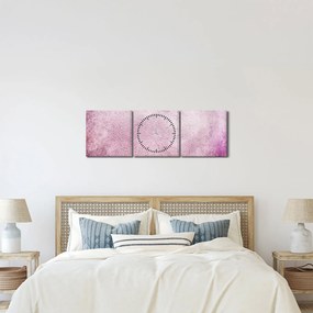 Obraz - Mandala na różowej ścianie (z zegarem) (90x30 cm)