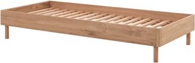Łóżko jednoosobowe z litego drewna dębowego bez zagłówka ze stelażem w naturalnym kolorze 90x200 cm Forrest – Vipack