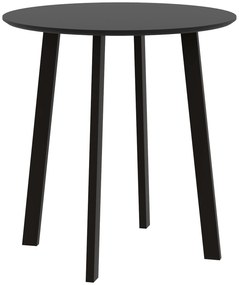 HOMCOM Stół obiadowy dla 2 osób, biała blat, metalowe nogi z nakładkami, Ø72 x 75H cm, Czarny