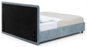 Niebieskie tapicerowane łóżko dwuosobowe ze schowkiem i stelażem 180x200 cm Myra Slim Line – Bonami Selection