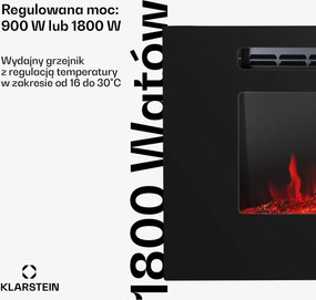 Klarstein Galeras 1800W 127cm Kominek Elektryczny Naścienny Czarny