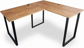 Loftowe biurko w kształcie litery L 90x180x60 dąb craft złoty P4-C70