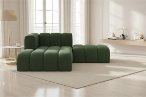 Szezlong z pufą Grand, tkanina Salvador, Zielony, Lewy