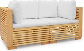 Drewniana modułowa sofa ogrodowa z kremowymi poduszkami K4-E20