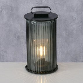 Czarny lampion SPARGO, ryflowane szkło