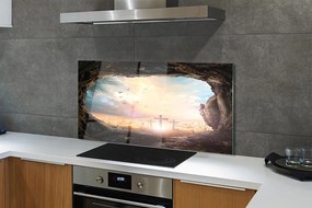 Szklany Panel Jaskinia i Lot Ptaków nad Krzyżami