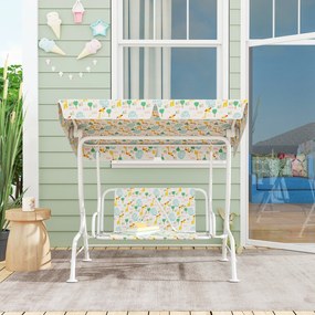 AIYAPLAY Huśtawka ogrodowa dla dzieci, rama stalowa, 2-osobowa, 60 kg nośności, Biała