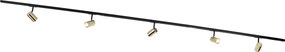 System szynowy z 5 reflektorami 1-fazowymi czarny ze złotem - Jeana