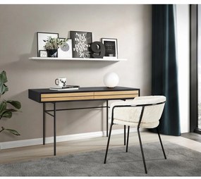 Czarne biurko Woodman Stripe, 130x60 cm