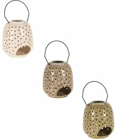 Latarnia ceramiczna Dots zielony, 15 x 23 cm