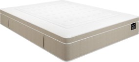 Zestaw 180 x 200 cm ze skrzynią  na pościel jasny naturalny + materac hybrydowy z 7 strefami kieszeniowymi i żelem termoelastycznym gr.28cm - CIREVA od YSMÉE