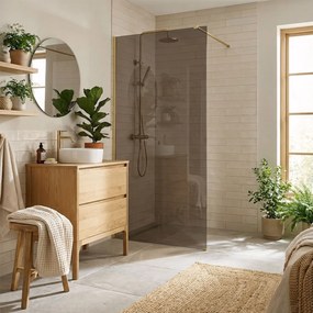 Kabina prysznicowa Walk-In Rea Flexi Brown / Brush Gold 80