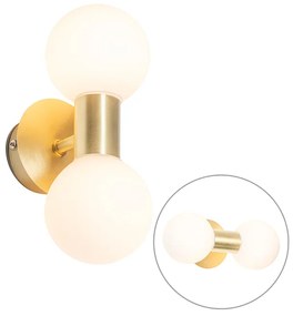 Nowoczesna lampa ścienna złota IP44 2-światłowa - Cederic Nowoczesny Oswietlenie wewnetrzne