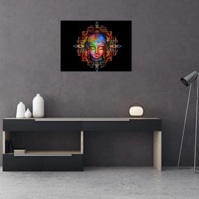 Obraz - Popiersie Buddy w neonowych kolorach (70x50 cm)