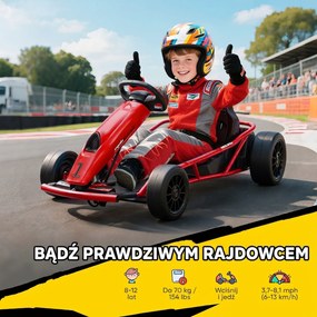 HOMCOM 24 V elektryczny gokart dla dzieci do 13 km/h z funkcją driftu, 2 silniki, dla 8–12 lat, czerwony | Aosom PL