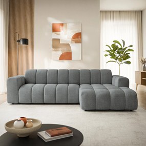 Masseno Narożnik SETIA Prawostronny L-Kształtny, Nowoczesna Sofa narożna, Tkanina Strukturalna - Szary, ARAGON 93