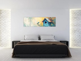 Obraz - Domek dla ptaków, akwarela (170x50 cm)