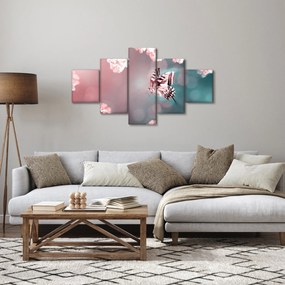 Obraz - Motyl wśród kwiatów (125x70 cm)