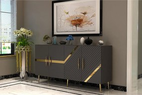 Komoda - 150 cm - Antracyt i złoto - Płyta wiórowa pokryta melaminą