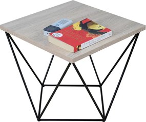 Druciany stolik kawowy w stylu loft dąb sonoma+ czarny R6-R80